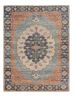 5' X 7' Blue Orange And Black Jute Medallion Hand Woven Area Rug