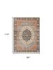 8' X 10' Blue Orange And Black Medallion Hand Woven Distressed Area Rug