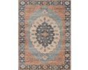 9' X 12' Blue Orange And Black Jute Medallion Hand Woven Area Rug