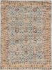 2' X 4' Blue And Beige Jute Floral Hand Woven Area Rug