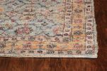 3' X 5' Blue And Beige Jute Floral Hand Woven Area Rug
