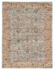 5' X 7' Blue And Beige Jute Floral Hand Woven Area Rug