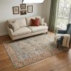 5' X 7' Blue And Beige Jute Floral Hand Woven Area Rug