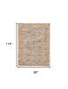 8' X 10' Blue And Beige Jute Floral Hand Woven Area Rug
