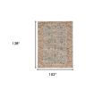 9' X 12' Blue And Beige Jute Floral Hand Woven Area Rug