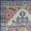 3' X 5' Blue Brick Red And Brown Jute Medallion Hand Woven Distressed Area Rug