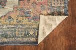 3' X 5' Blue Brick Red And Brown Jute Medallion Hand Woven Distressed Area Rug