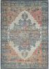 3' X 5' Blue Brick Red And Brown Jute Medallion Hand Woven Distressed Area Rug