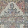 8' X 10' Blue Brick Red And Brown Medallion Hand Woven Distressed Area Rug