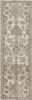 7' Ivory Beige And Gray Wool Floral Medallion Runner Rug
