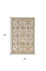 3' X 5' Ivory Beige And Gray Wool Floral Medallion Area Rug