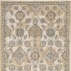 8' X 11' Ivory Beige And Gray Wool Floral Medallion Distressed Area Rug
