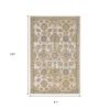 8' X 11' Ivory Beige And Gray Wool Floral Medallion Distressed Area Rug