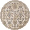 9' Ivory Beige And Gray Wool Floral Medallion Round Rug