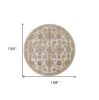 9' Ivory Beige And Gray Wool Floral Medallion Round Rug