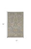 2' X 3' Sage Orange And Gray Wool Floral Distressed Area Rug