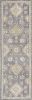 8' Sage Orange And White Wool Floral Distressed Runner Rug