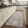 8' Sage Orange And White Wool Floral Distressed Runner Rug