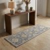 3' X 5' Sage Orange And White Wool Floral Distressed Area Rug