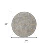 9' Sage Orange And Gray Wool Floral Distressed Round Rug