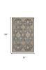 8' X 11' Sage And Slate Gray Wool Floral Medallion Distressed Area Rug