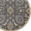 9' Taupe Orange And Gray Wool Floral Distressed Round Rug