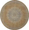 9' Brown And Gray Wool Medallion Distressed Round Rug