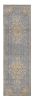 8' Slate Gray And Orange Wool Medallion Distressed Runner Rug