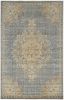 7' X 10' Slate Gray And Orange Wool Medallion Area Rug