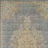 7' X 10' Slate Gray And Orange Wool Medallion Area Rug