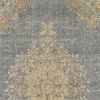 7' X 10' Slate Gray And Orange Wool Medallion Area Rug