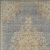 9' X 13' Slate Gray And Orange Wool Medallion Area Rug