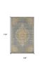 9' X 13' Slate Gray And Orange Wool Medallion Area Rug