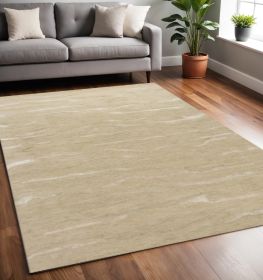 5' X 7' Beige And Ivory Abstract Hand Tufted Area Rug