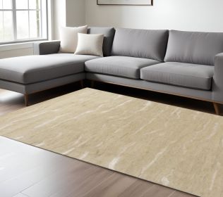 8' X 10' Tan and Ivory Wool Abstract Hand Tufted Area Rug