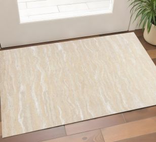 3' X 5' Beige And Ivory Wool Abstract Hand Tufted Area Rug