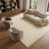 8' X 10' Beige and Ivory Wool Abstract Hand Tufted Area Rug