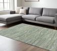 8' X 10' Blue Green And Beige Abstract Hand Tufted Area Rug