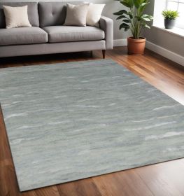 5' X 7' Slate Gray And Ivory Abstract Hand Tufted Area Rug