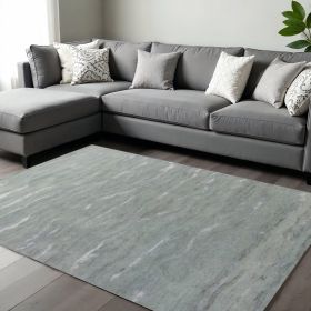 9' X 12' Slate Gray And Ivory Wool Abstract Hand Tufted Area Rug