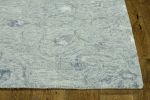 5' X 7' Blue And White Wool Abstract Hand Tufted Area Rug