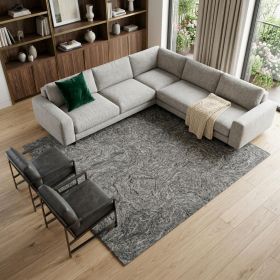9' X 12' Gray And Dark Gray Wool Abstract Hand Tufted Area Rug