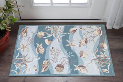 2' X 3' Beige Ivory And Brown Seashell and Coral Hand Tufted Area Rug