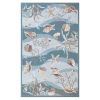 5' X 8' Beige Ivory And Brown Seashell and Coral Hand Hooked Area Rug