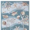 5' X 8' Beige Ivory And Brown Seashell and Coral Hand Hooked Area Rug