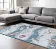 8' X 10' Beige Ivory And Brown Seashell and Coral Hand Tufted Area Rug