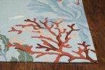 2' X 3' Blue Red And Pink Fish and Coral Hand Tufted Area Rug