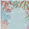 2' X 3' Blue Red And Pink Fish and Coral Hand Tufted Area Rug
