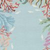 2' X 3' Blue Red And Pink Fish and Coral Hand Tufted Area Rug