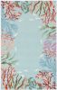 2' X 4' Blue Red And Pink Fish and Coral Hand Tufted Area Rug